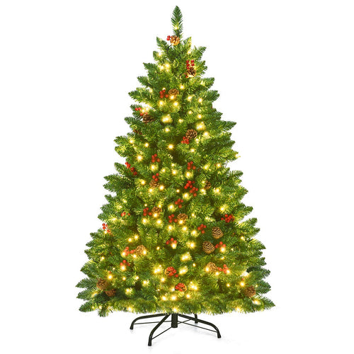 4.5FT Pre-Lit Christmas Tree, with 516 Branch Tips, 300LED Lights - GoplusUS