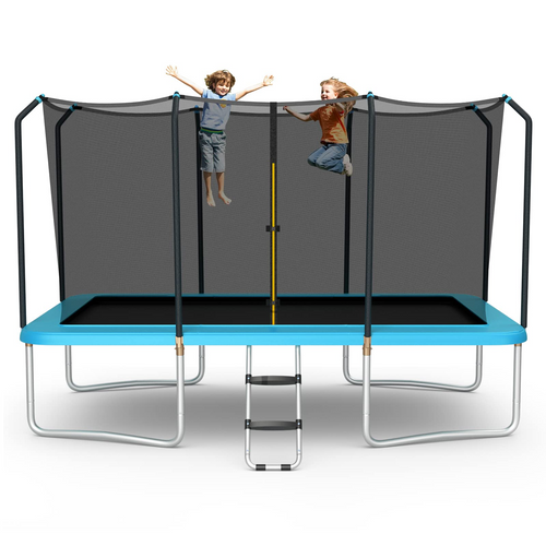 Goplus 8FT x 14FT Rectangular Trampoline, 440LBS Bearing Recreational Trampolines w/ Enclosure Net & Non-Slip Ladder - GoplusUS