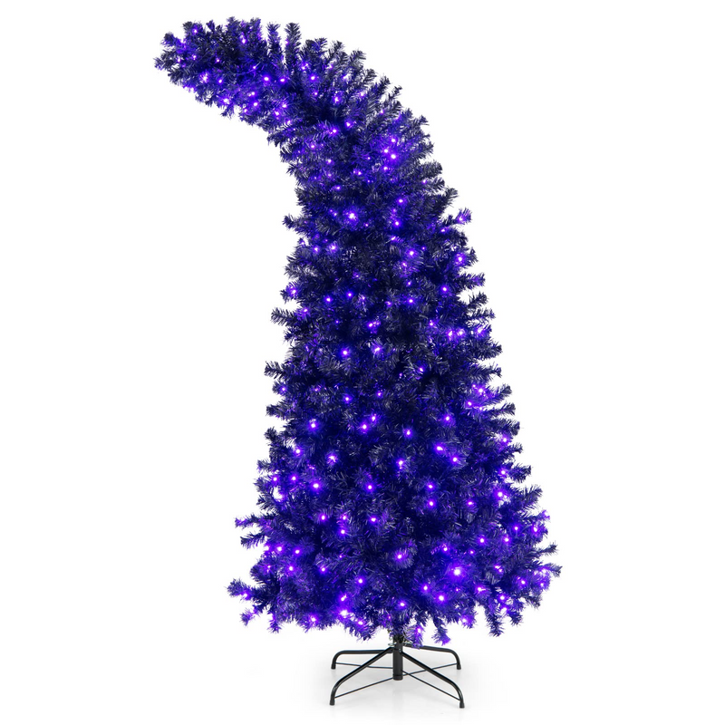 Load image into Gallery viewer, Goplus 7ft Pre-lit Black Halloween Tree, Hinged Artificial Christmas Tree with 1050 Tips, 400 Purple &amp; Orange Lights - GoplusUS
