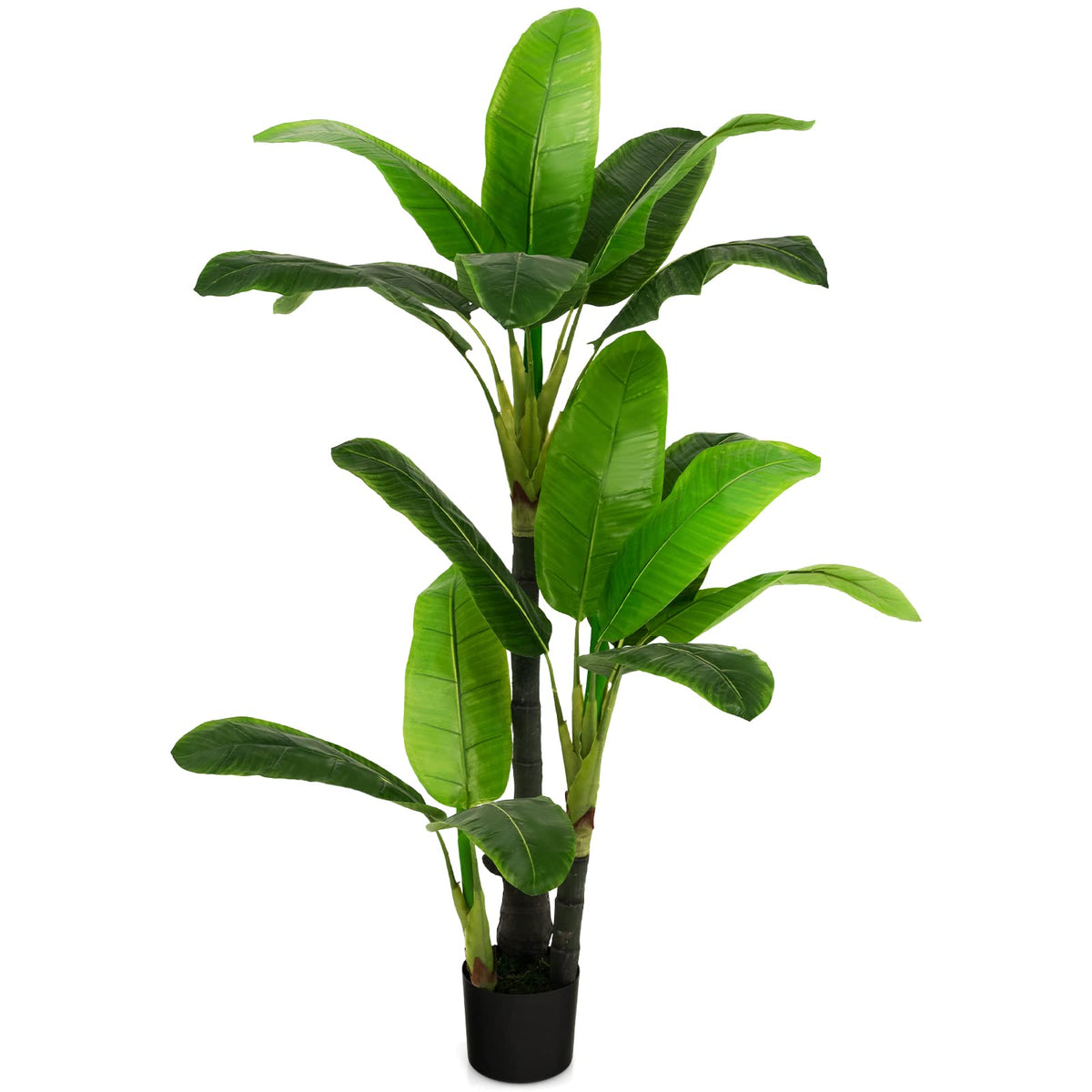 Goplus 5ft Bird of Paradise Artificial Plant, Fake Tropical Palm Tree with 18 Large Leaves - GoplusUS