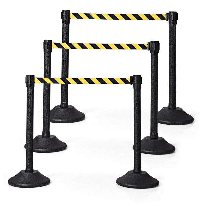 Load image into Gallery viewer, 2Pcs Stanchion Post, Crowd Control Rope Barrier with 6.3 Foot Retractable Belt - GoplusUS
