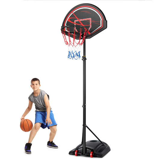 Goplus Portable Basketball Hoop Outdoor, 6.9-8.9 FT Height Adjustable Basketball Stand with 32 Shatterproof Backboard - GoplusUS