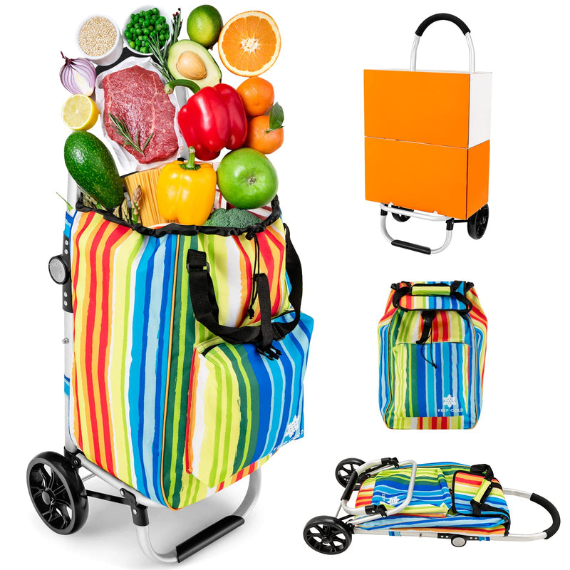 Load image into Gallery viewer, Goplus Folding Shopping Cart with Wheels, 3-in-1 Shopping Carts for Groceries with Cooler Bag - GoplusUS
