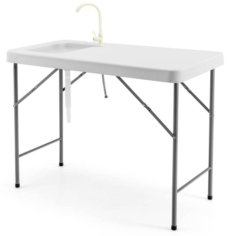 Load image into Gallery viewer, Goplus Folding Fish Cleaning Table with Sink and Faucet, Heavy Duty Fillet Table with Hose Hook Up - GoplusUS

