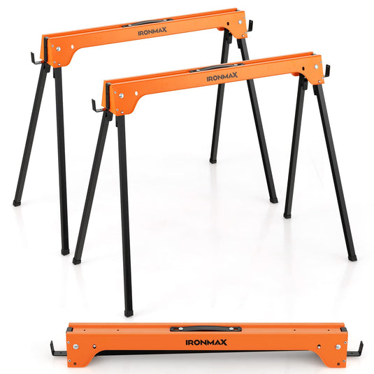 Goplus Folding Sawhorses Twin Pack, Portable Saw Horses with 2x4 Support Arms, 1322 LB Capacity