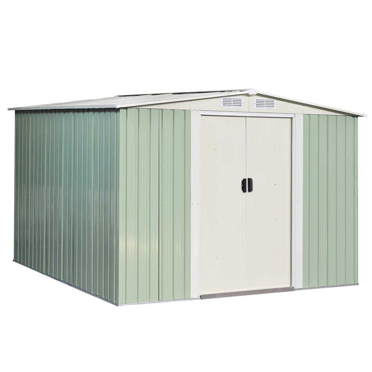 Galvanized Steel Outdoor Storage Shed 8.5X 8.5Ft Heavy Duty Tool House - GoplusUS