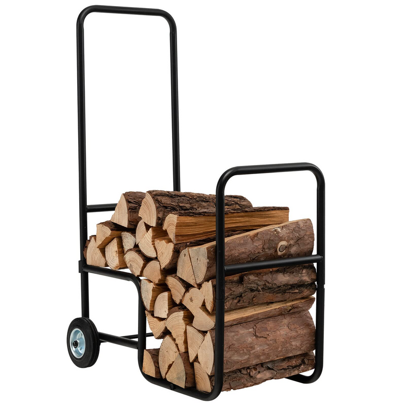 Goplus Firewood Log Cart Carrier Indoor and Outdoor Wood Rack Storage GoplusUS