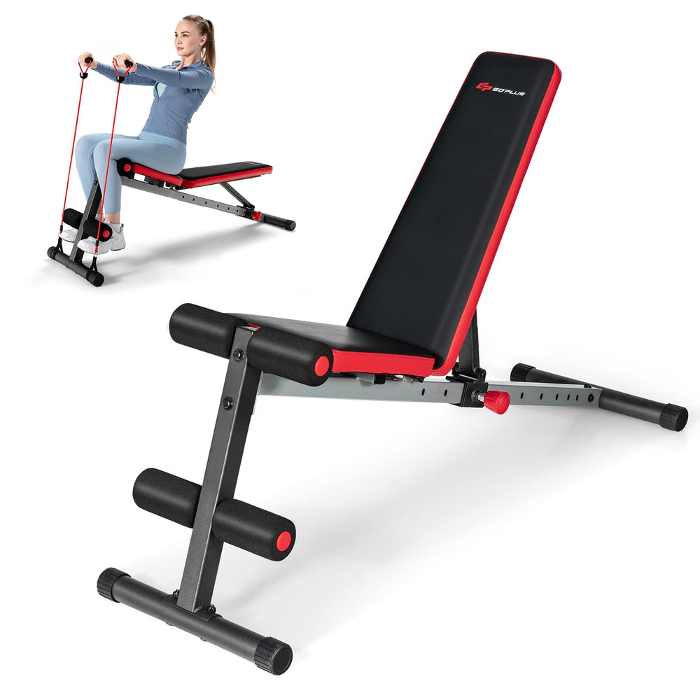 Goplus Adjustable Weight Bench, Workout Bench with 9-Level Adjustable Backrest - GoplusUS