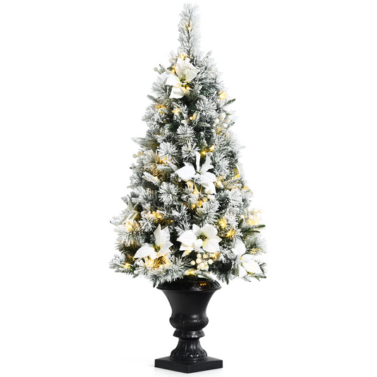 Goplus 4Ft Pre-Lit Fiber Optical Firework Christmas Tree w/ Ornaments &  Gold Top Star 