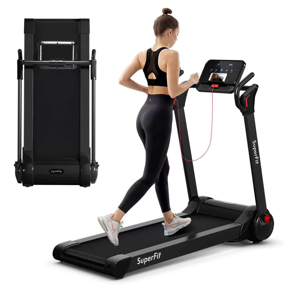 Goplus 2.25HP Folding Treadmill, Electric Superfit Treadmill W/LED Display - GoplusUS