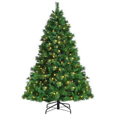 Goplus Pre-Lit Artificial Christmas Tree, Quick One Plug Hinged Xmas Pine Tree - GoplusUS