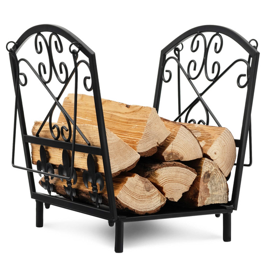 Goplus 14" Small Firewood Rack, Indoor/Outdoor Decorative Firewood Storage Carrier Log Rack with Handles - GoplusUS