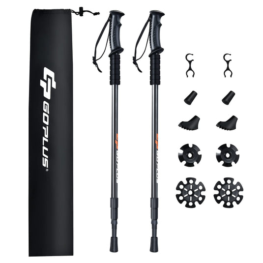 Goplus Trekking Poles, 2 Pack Adjustable Anti-Shock Hiking Walking Climbing Sticks - GoplusUS