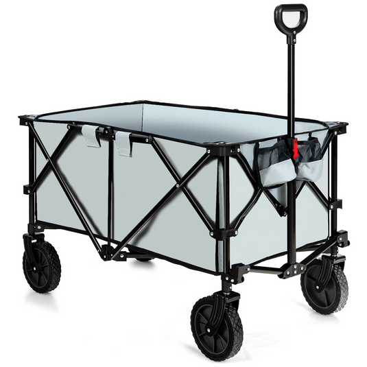 Goplus Collapsible Wagon, Folding Utility Wagon Cart w/Universal Wheels & Adjustable Handle & Cover Bag - GoplusUS