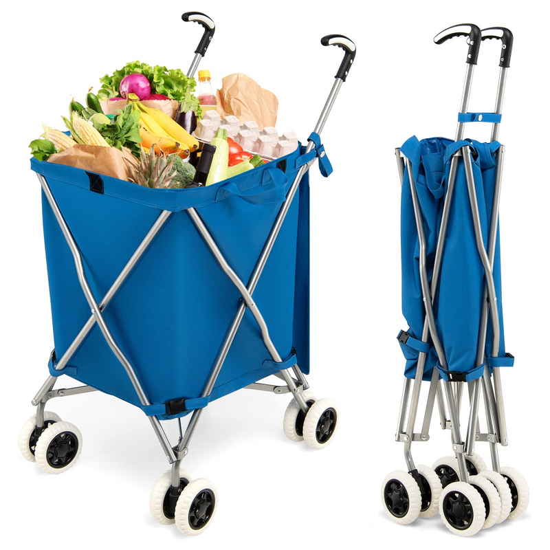 Goplus Folding Shopping Cart with Wheels Grocery Cart with Removable GoplusUS