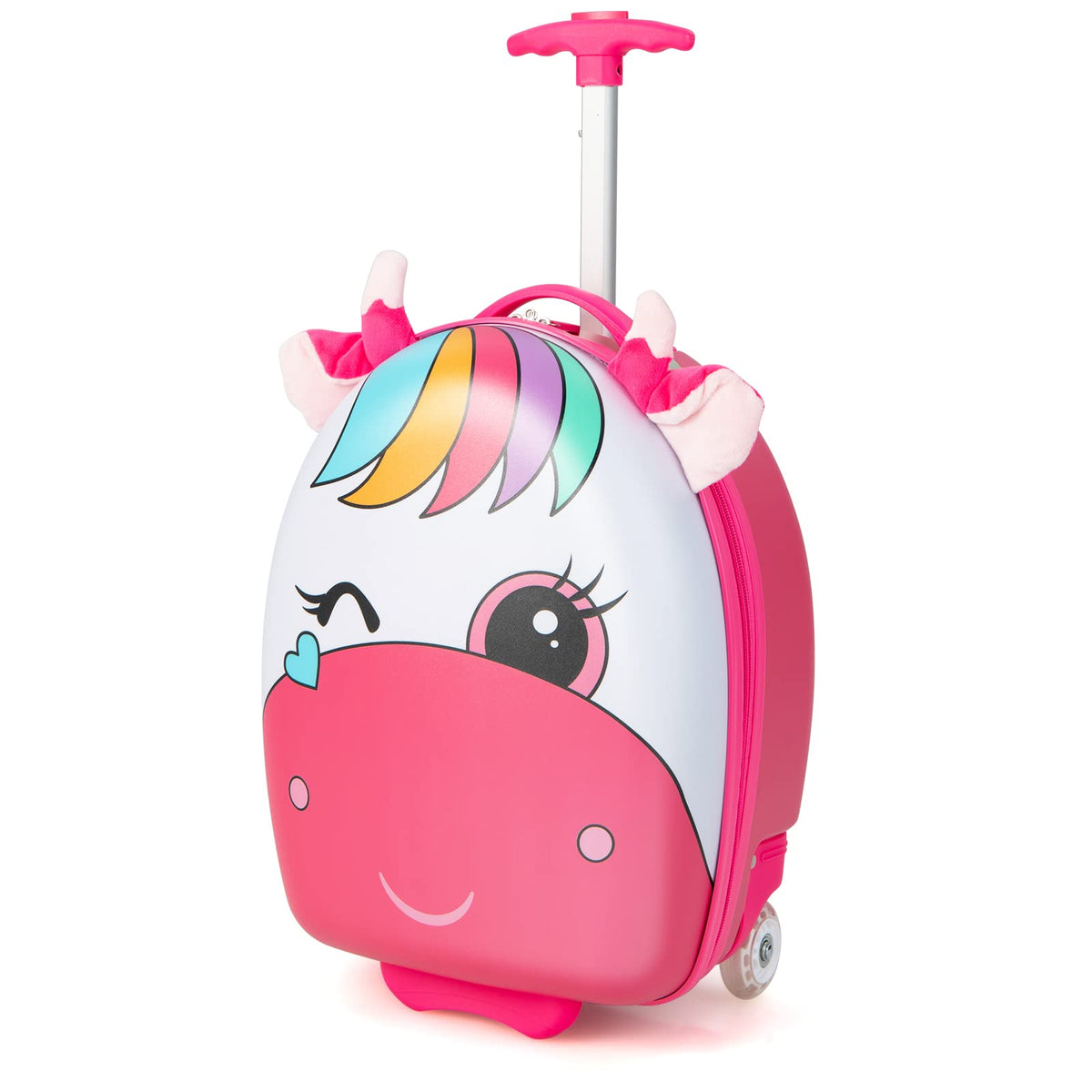 Goplus Kids Luggage, 16闂傚倸鍊搁崐鎼佸磹閹间礁纾归柣鎴ｅГ閸ゅ嫰鏌涢锝嗙缁炬儳顭烽弻鏇熺箾閻愵剚鐝旂紒鐐劤濞硷繝寮婚敍鍕勃閻犲洦褰冩慨鍫曟⒑鏉炴壆顦﹂柛濠傜秺婵＄敻宕熼鍓ф澑闂佽宕樺▔娑€傚ú顏呪拺缂備焦蓱鐏忎即鏌涢妸銉﹀仴鐎殿喛顕ч濂稿幢濡警娼梻浣虹帛椤ㄥ懘鎮у鍏剧喖宕掑☉姘辩槇?Carry on Cuitcase with LED Wheels, Waterproof Hard Shell, Lightweight Rolling Luggage for Travel - GoplusUS