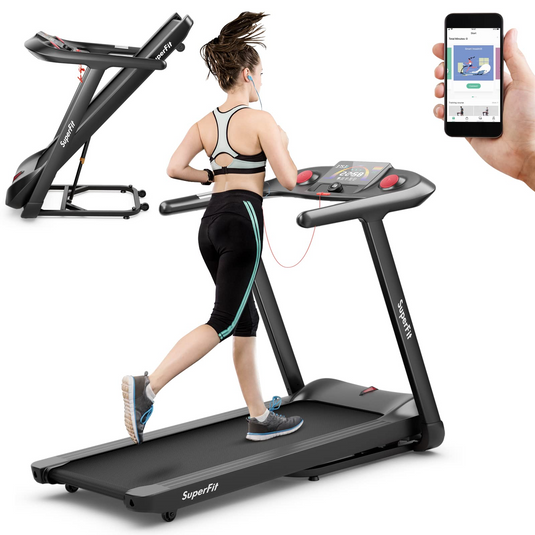 Goplus 2 in 1 Folding Treadmill, 4.75HP Superfit Under Desk Electric  Treadmill with APP Control, LED Touch Screen, Blue Tooth Speaker, Remote  Control