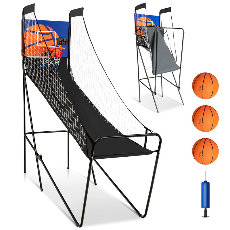 Load image into Gallery viewer, Goplus Foldable Indoor Basketball Arcade Game, Electronic Basketball Single Shootout Games Machine with 3 Balls - GoplusUS
