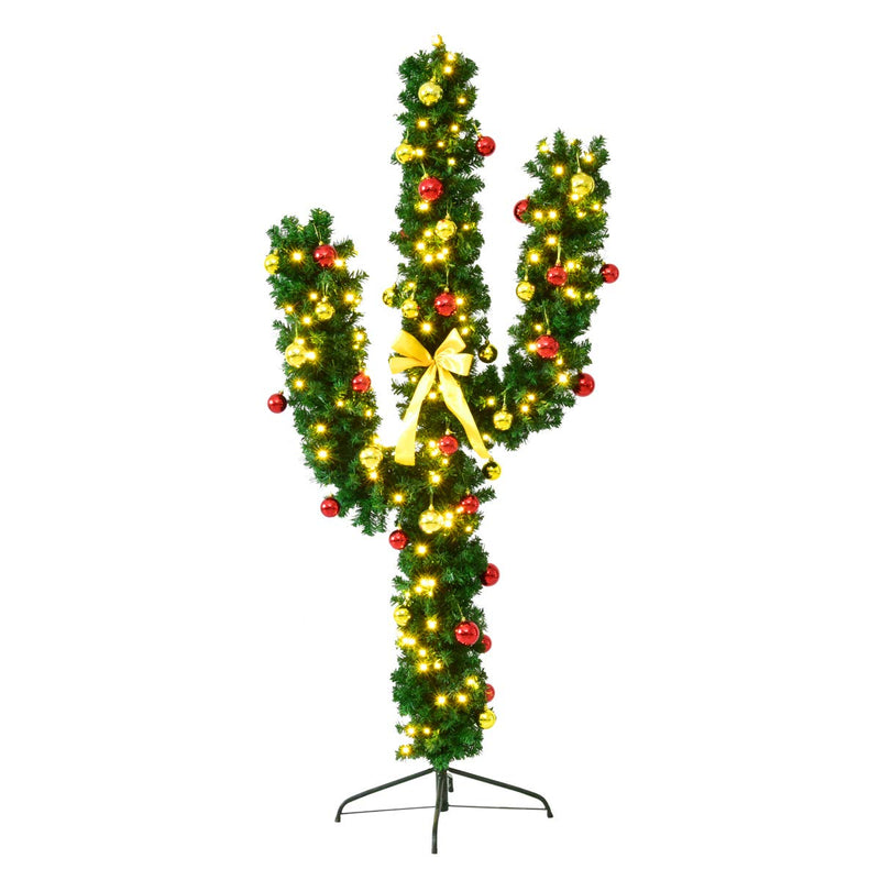 Load image into Gallery viewer, Goplus Pre-Lit Artificial Cactus Christmas Tree with LED Lights and Ball Ornaments - GoplusUS
