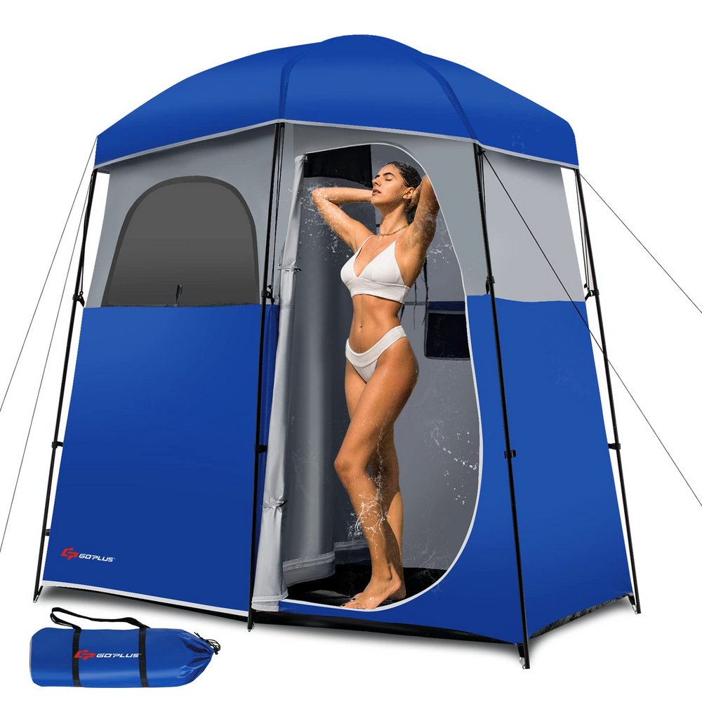 Goplus 2 Rooms Shower Tent, Oversize Outdoor Privacy Shelter Tent with Carrying Bag - GoplusUS