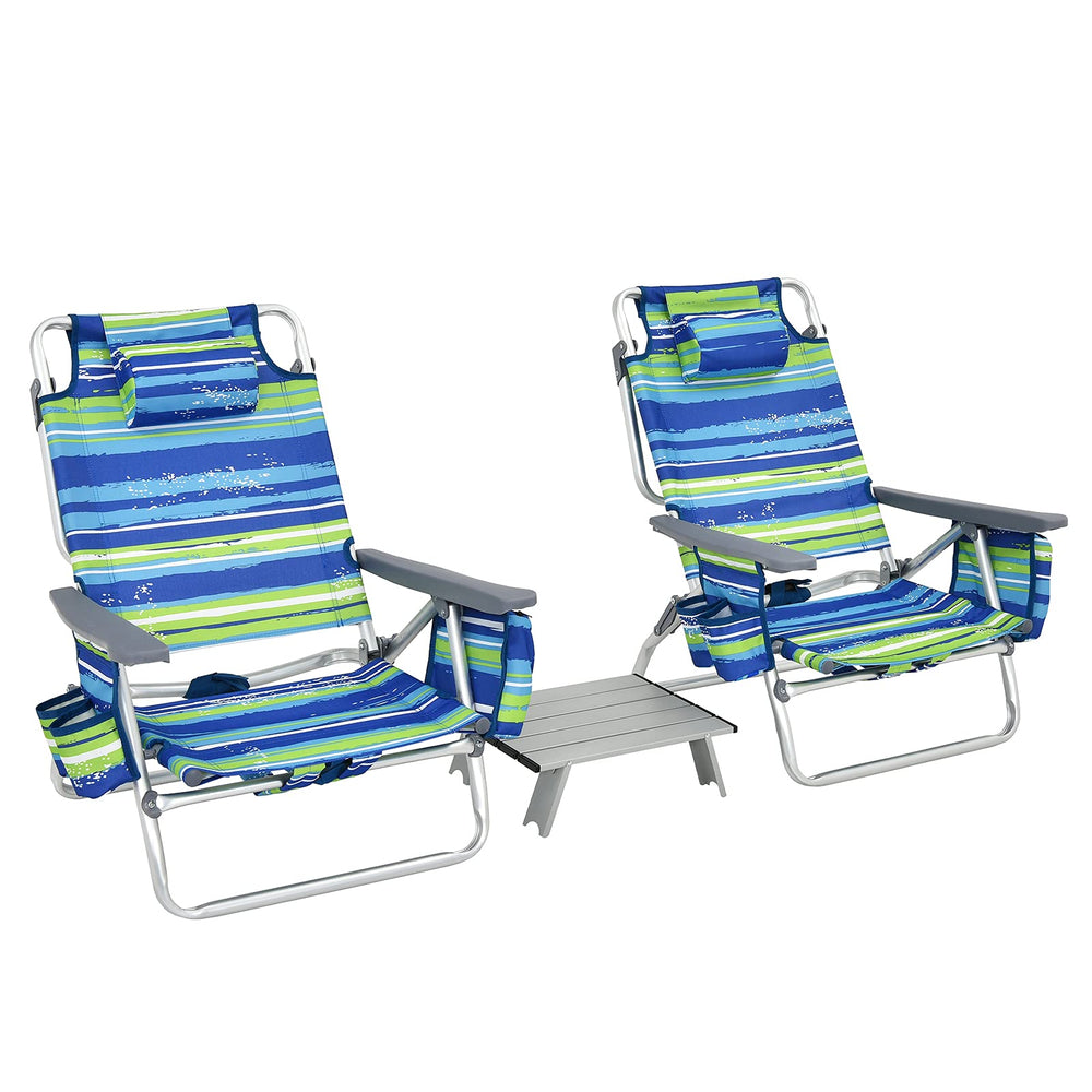 Backpack Beach Chairs, 3 Pcs Portable Camping Chairs with Cool Bag and Cup Holder - GoplusUS