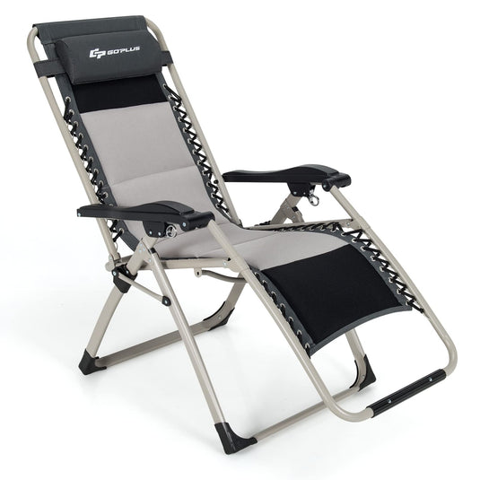 Folding Zero Gravity Chair, Removable Head Pillow, 660 lbs Weight Capacity - GoplusUS