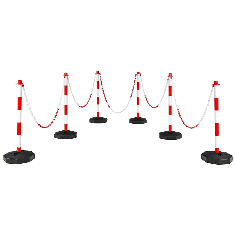 Load image into Gallery viewer, Goplus 6 Pack Delineator Post Cone, Traffic Cones Safety Barrier with Octagonal Fillable Base &amp; 5FT Link Chains - GoplusUS
