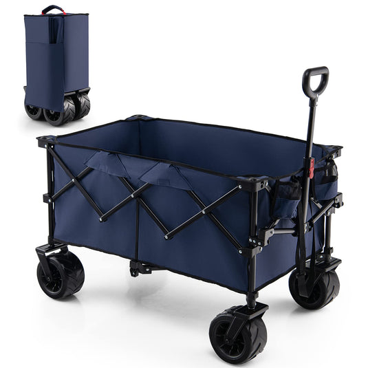 Goplus Collapsible Wagon Cart, Foldable Heavy Duty Utility Wagon with Adjustable Handle - GoplusUS
