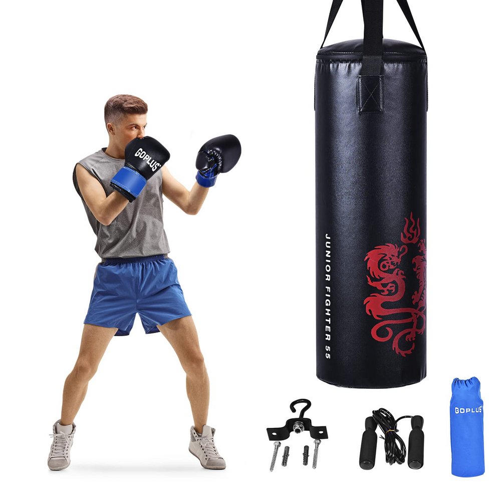 Goplus Punching Bag Set with Gloves, 22LBS/ 40LBS Filled Kick Boxing Bag, Rucksack, Jump Rope - GoplusUS