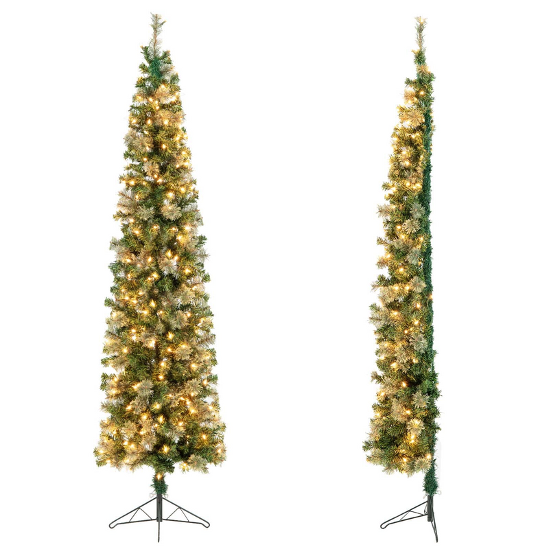 Load image into Gallery viewer, Goplus 7ft Pre-Lit Half-Shape Christmas Tree, Artificial Xmas Tree W/ 403 Branch Tips - GoplusUS
