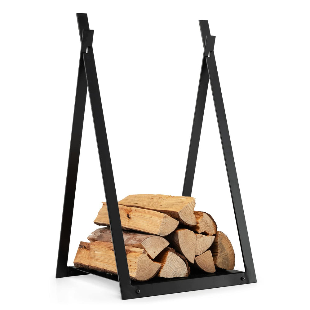 Goplus 16" Triangle Firewood Rack, Outdoor Small Decorative Firewood Holder with Raised Base - GoplusUS