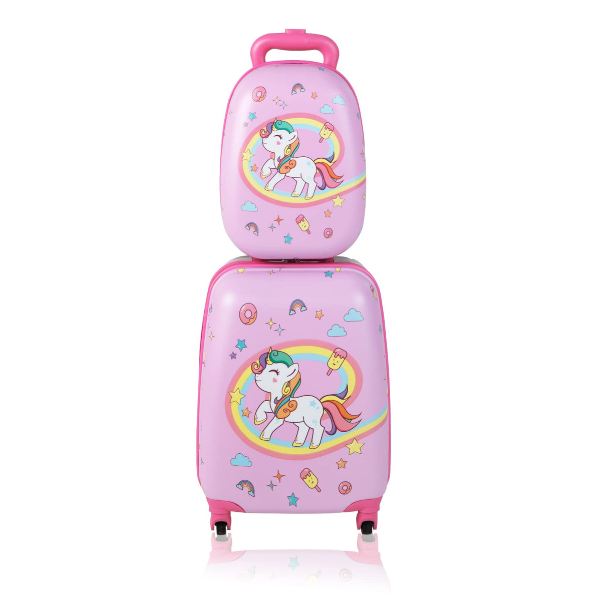 Goplus 2PC Kids Luggage, 12" & 16" Kids Carry On Luggage Set, Lightweight Spinner Suitcases for Boys and Girls - GoplusUS