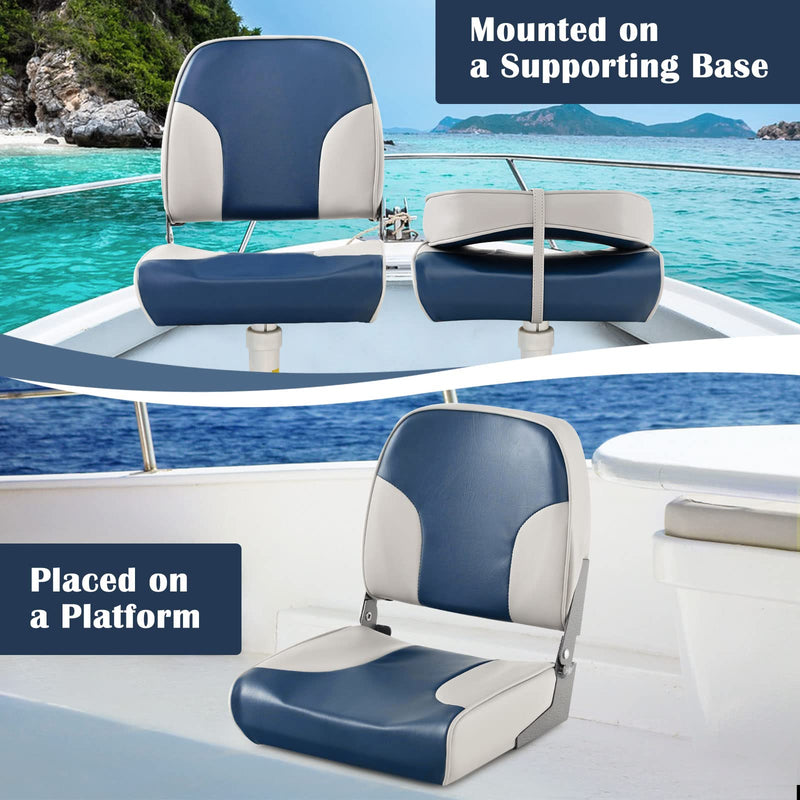 Load image into Gallery viewer, Goplus 2 Pack Low Back Boat Seat, Folding Boat Seats with Stainless Steel Screws &amp; Aluminum Hinges
