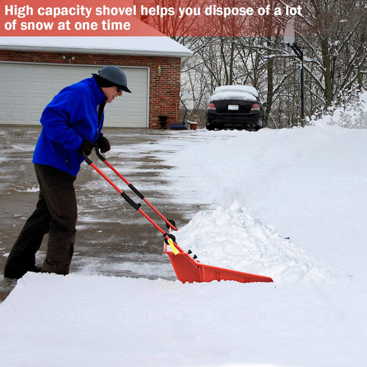 Goplus Snow Shovel, 26" x 24" Folding Poly Sleigh Scoop Pusher - GoplusUS