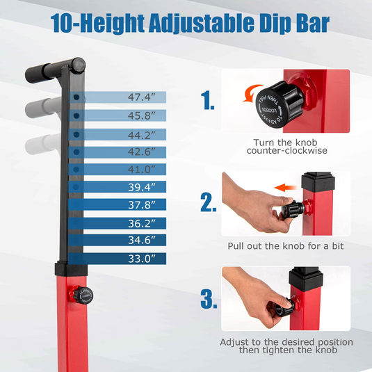 Goplus Adjustable Dip Bar, Heavy-duty Dip Station Dip Stand w/ 10 Height Levels - GoplusUS