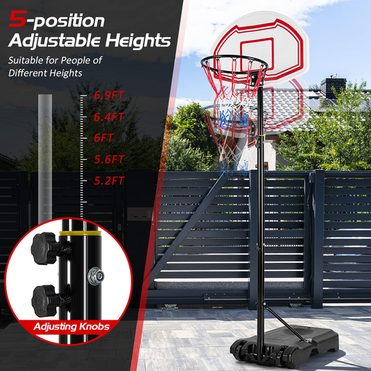 Goplus Portable Basketball Hoop, 6.4-8.7 FT Height Adjustable Basketball System with 2 Nets - GoplusUS