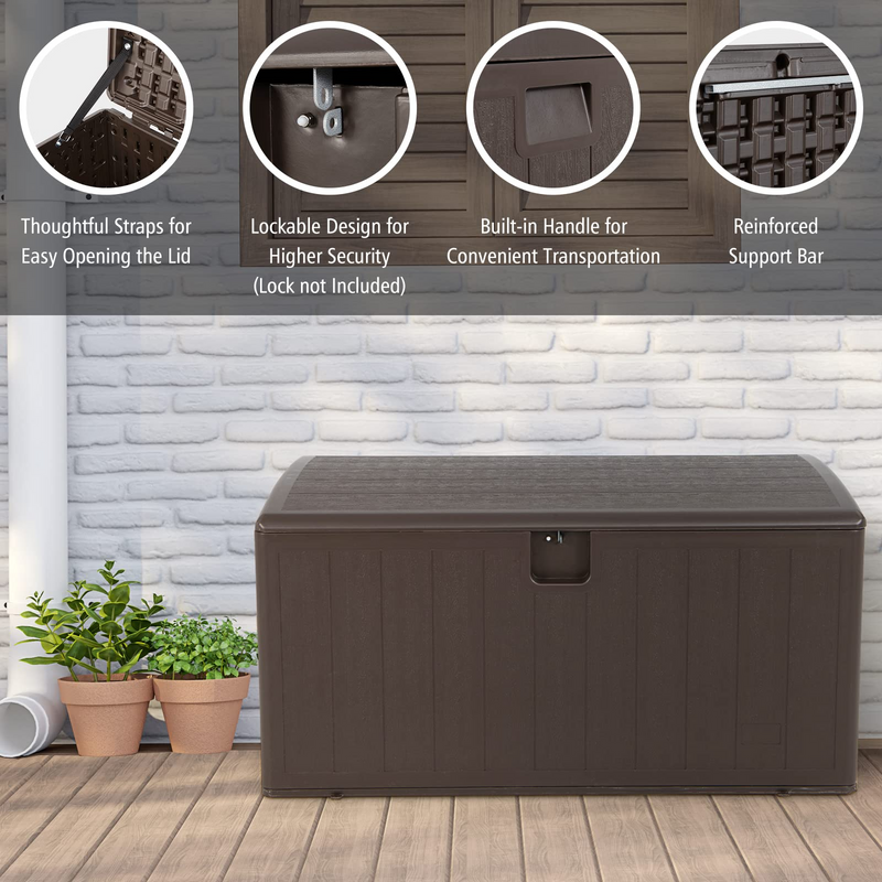 Load image into Gallery viewer, Goplus 105 Gallon Deck Box, Extra Large Resin Storage Box with Lockable Lid for Cushions &amp; Patio Furniture - GoplusUS
