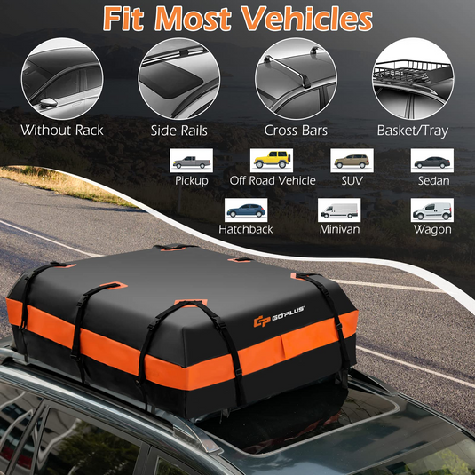 Goplus Car Rooftop Cargo Carrier Bag, 21 Cubic 100% Waterproof Soft Car Roof Bag for All Vehicles with/Without Rack - GoplusUS