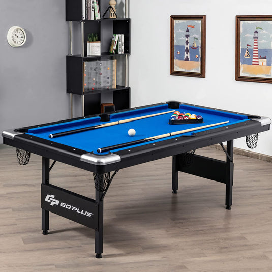 6 FT Folding Pool Table, 76 Inch Portable Billiard Tables for Adults, Full Accessory Kit - GoplusUS
