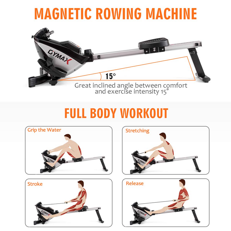 Load image into Gallery viewer, Goplus Folding Rowing Machine,Magnetic Rower with Adjustable Resistance and LCD Display - GoplusUS
