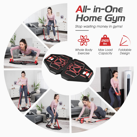 Goplus Portable Home Gym Workout Equipment w/ 8 Exercise Accessories