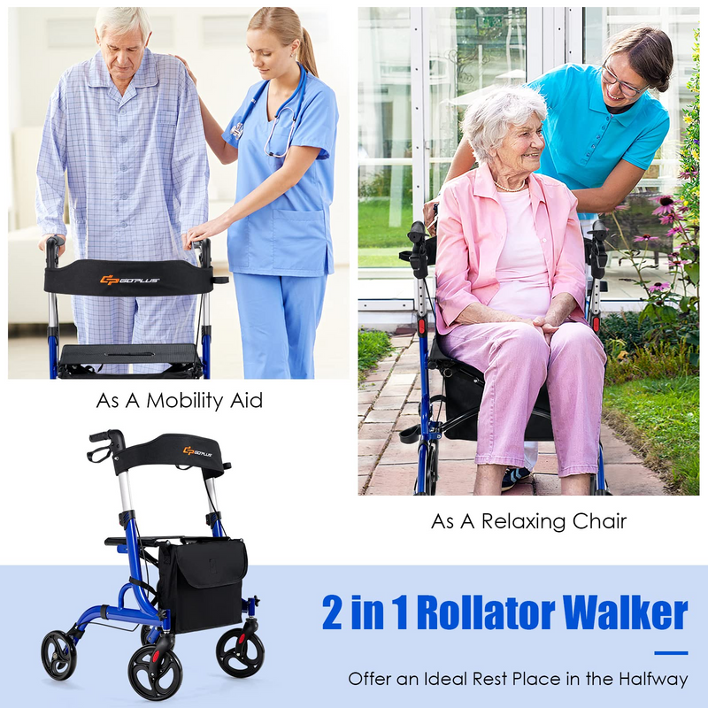 Load image into Gallery viewer, Goplus 2 in 1 Rollator Walkers for Seniors with Seat - GoplusUS
