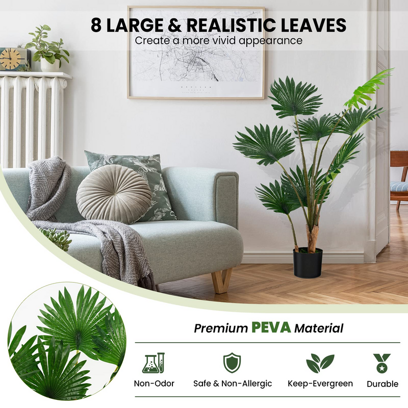 Load image into Gallery viewer, Goplus 4ft Artificial Fan Palm Tree, Fake Tropical Palm Tree with 8 Large Leaves - GoplusUS
