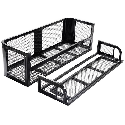 Goplus Universal ATV Front Cargo Basket and Rear Drop Rack Set Luggage Carrier Steel Mesh Surface - GoplusUS
