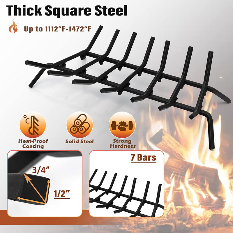 Load image into Gallery viewer, Goplus 31 Inch Fireplace Log Grate, Heavy Duty Steel Fireplace Log Holder with 3/4 Wide Solid Bars for Outdoor Kindling Tools Pit - GoplusUS
