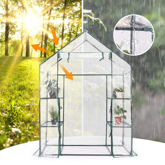 Goplus Greenhouse, 3 Tier Walk-in Green House with Roll up Zippered Door for Indoor Outdoor Use - GoplusUS