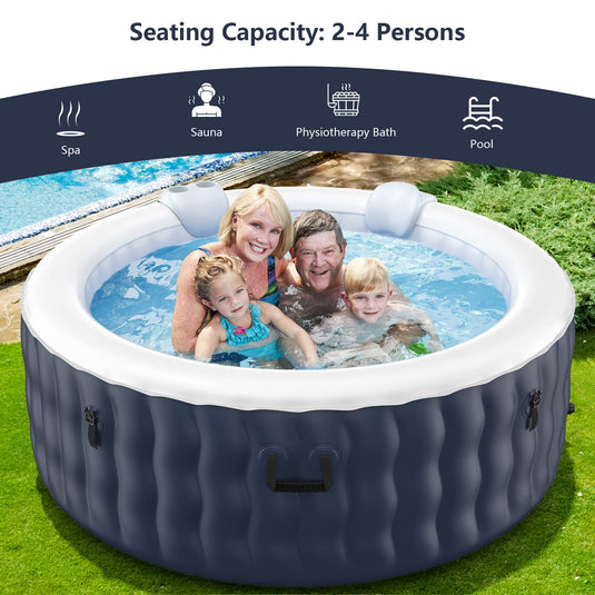 Inflatable Hot Tub Spa, 71inch x 27inch 4 Person Portable Hot Tub - GoplusUS