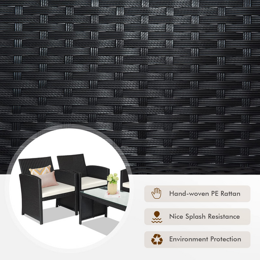 Rattan Patio Furniture Set, Outdoor Wicker Conversation Sofa