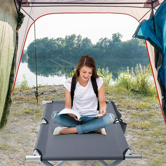 Goplus Folding Camping Cot, Heavy-Duty Foldable Bed for Adults Kids ...