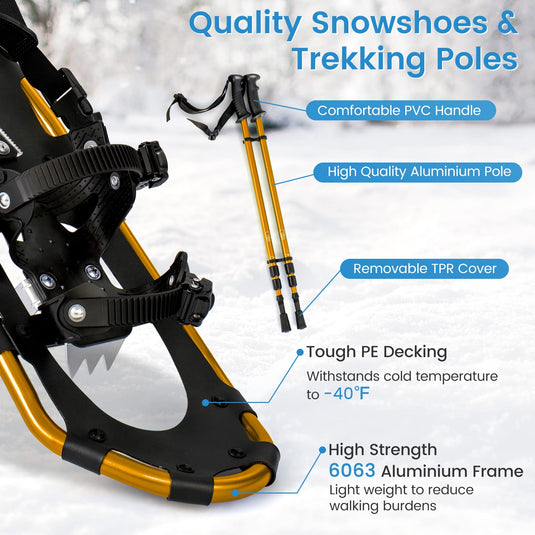 Goplus Snow Shoes for Men Women Youth Kids, Snow Mud Baskets Included, 21/ 25/ 30 Inches - GoplusUS